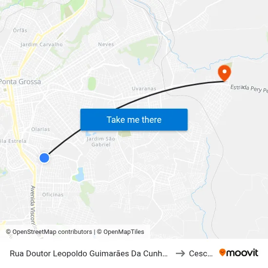 Rua Doutor Leopoldo Guimarães Da Cunha, 881-1015 to Cescage map