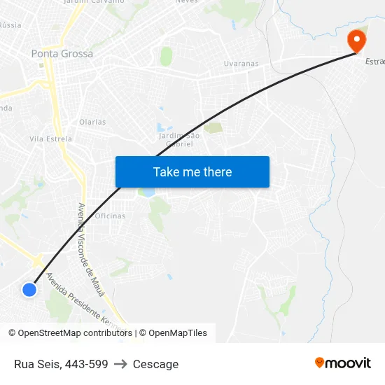 Rua Seis, 443-599 to Cescage map