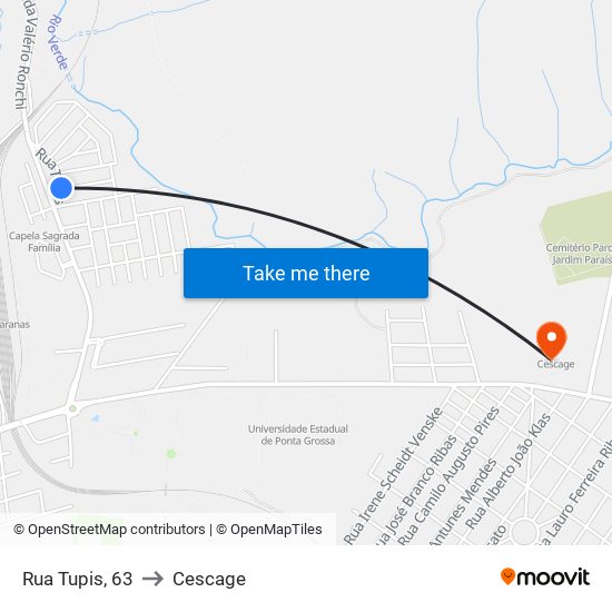 Rua Tupis, 63 to Cescage map