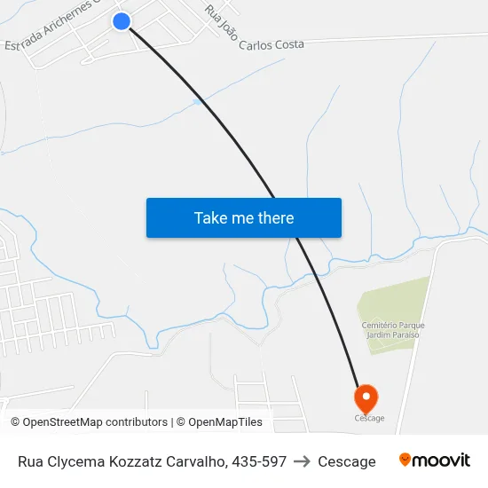 Rua Clycema Kozzatz Carvalho, 435-597 to Cescage map