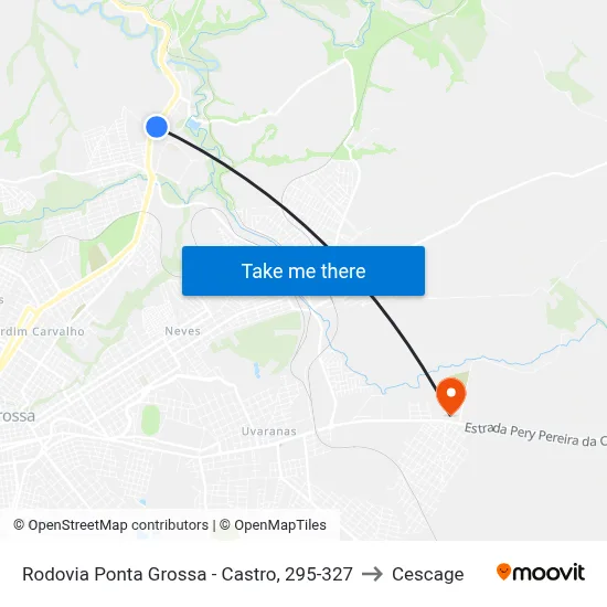 Rodovia Ponta Grossa - Castro, 295-327 to Cescage map