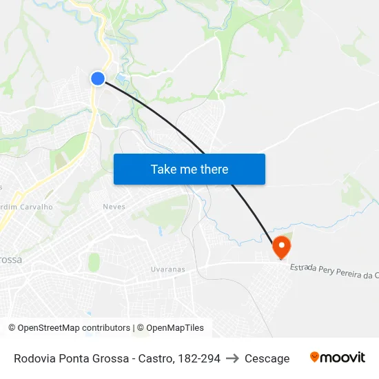 Rodovia Ponta Grossa - Castro, 182-294 to Cescage map