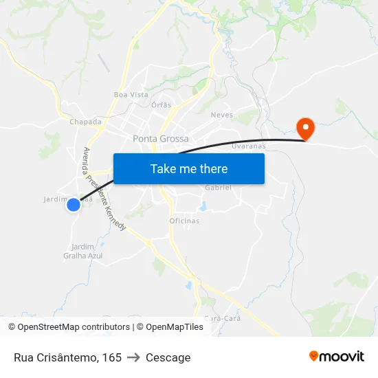 Rua Crisântemo, 165 to Cescage map