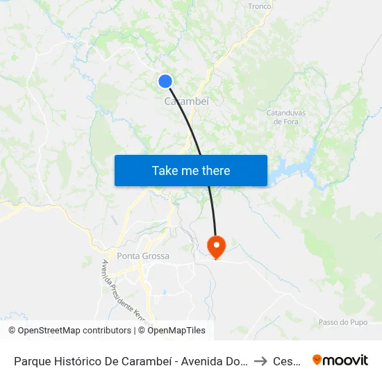 Parque Histórico De Carambeí - Avenida Dos Pioneiros 4200 to Cescage map