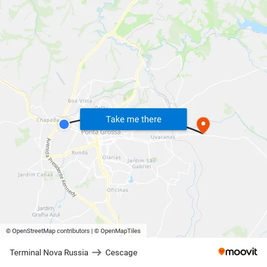 Terminal Nova Russia to Cescage map