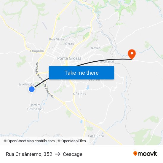 Rua Crisântemo, 352 to Cescage map
