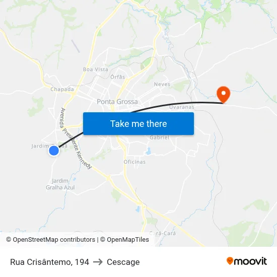 Rua Crisântemo, 194 to Cescage map