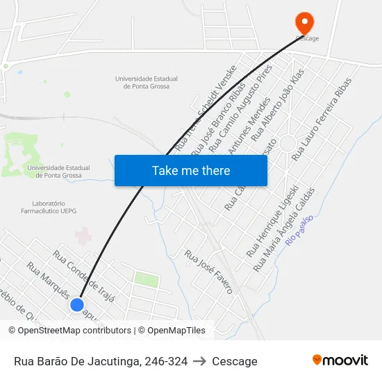Rua Barão De Jacutinga, 246-324 to Cescage map