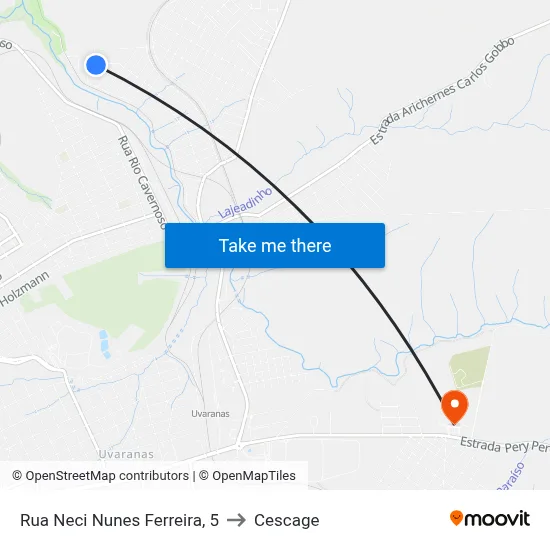 Rua Neci Nunes Ferreira, 5 to Cescage map