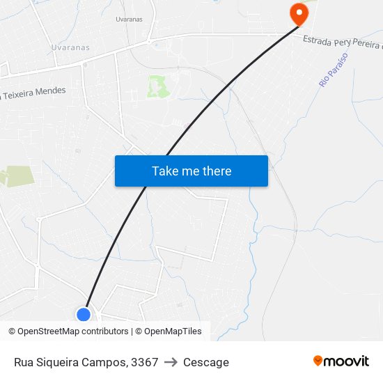 Rua Siqueira Campos, 3367 to Cescage map