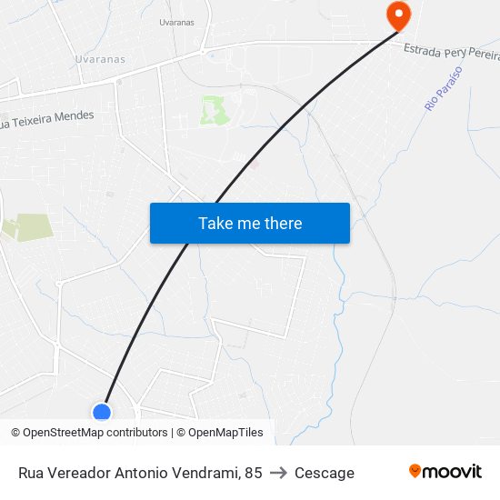 Rua Vereador Antonio Vendrami, 85 to Cescage map