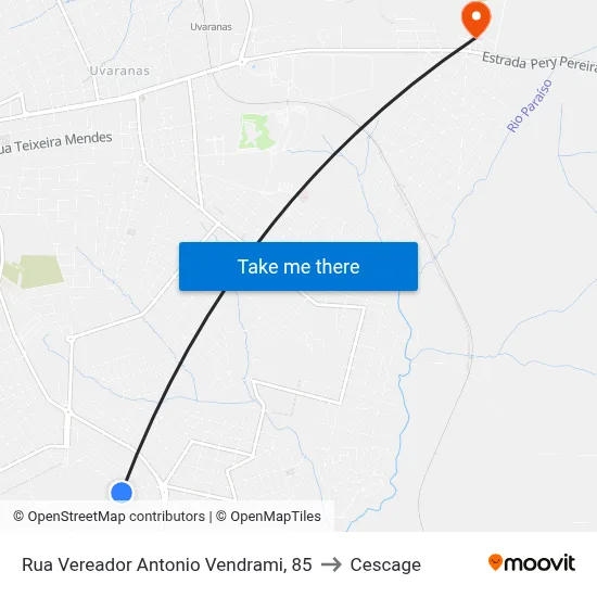 Rua Vereador Antonio Vendrami, 85 to Cescage map