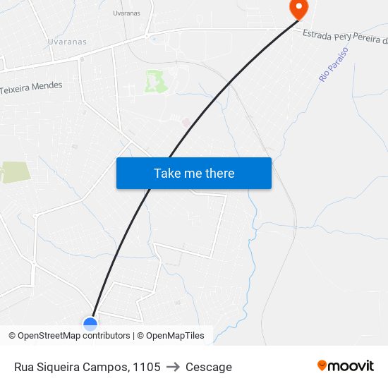 Rua Siqueira Campos, 1105 to Cescage map
