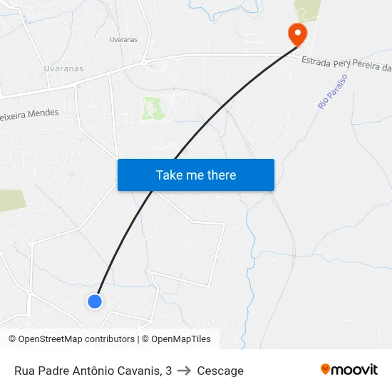 Rua Padre Antônio Cavanis, 3 to Cescage map