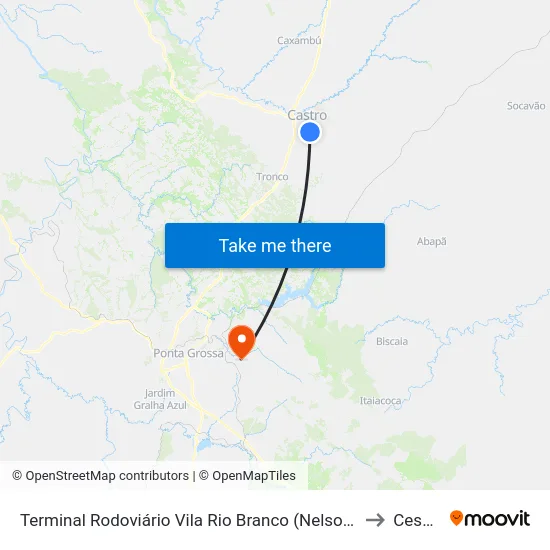 Terminal Rodoviário Vila Rio Branco (Nelson Eufrásio Meyer) to Cescage map