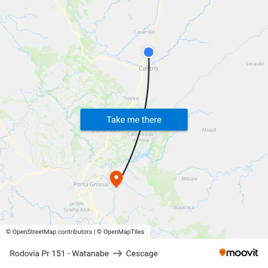 Rodovia Pr 151 - Watanabe to Cescage map