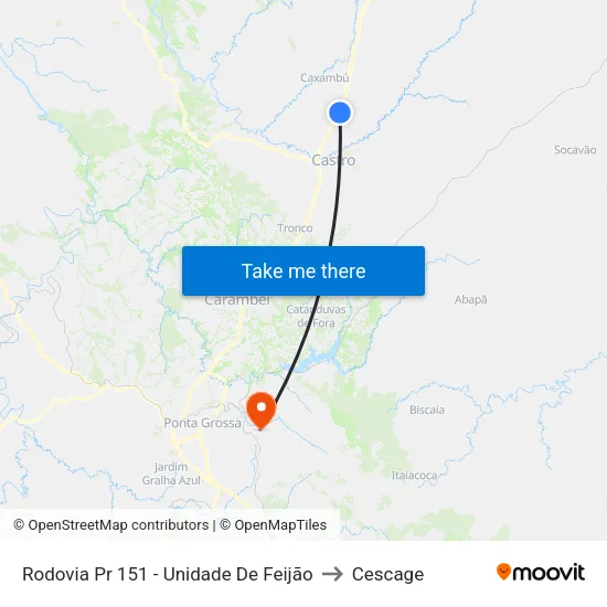 Rodovia Pr 151 - Unidade De Feijão to Cescage map