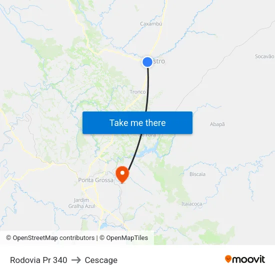 Rodovia Pr 340 to Cescage map