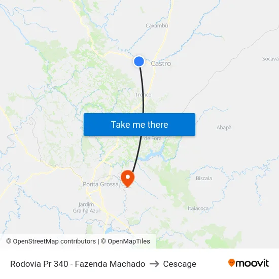 Rodovia Pr 340 - Fazenda Machado to Cescage map