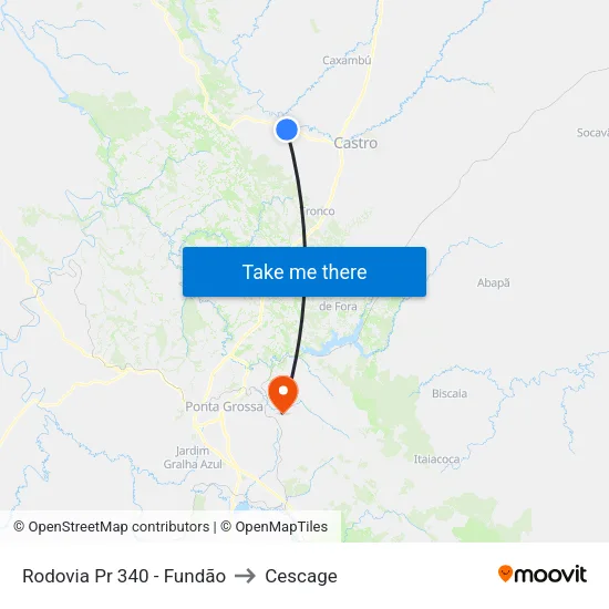 Rodovia Pr 340 - Fundão to Cescage map