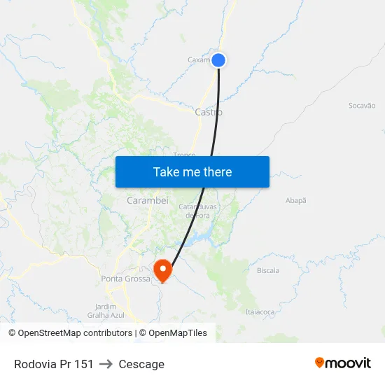 Rodovia Pr 151 to Cescage map