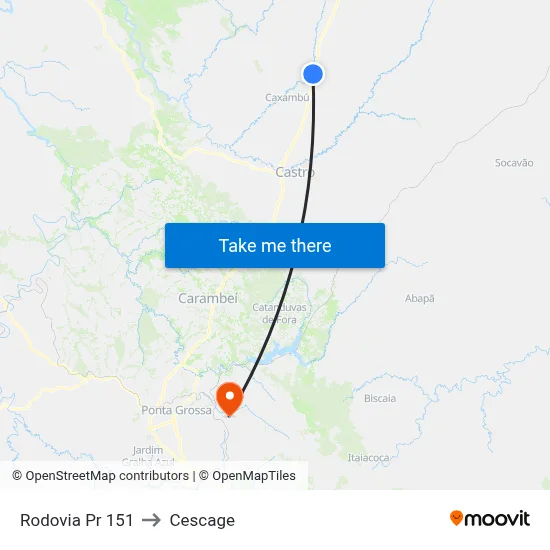 Rodovia Pr 151 to Cescage map