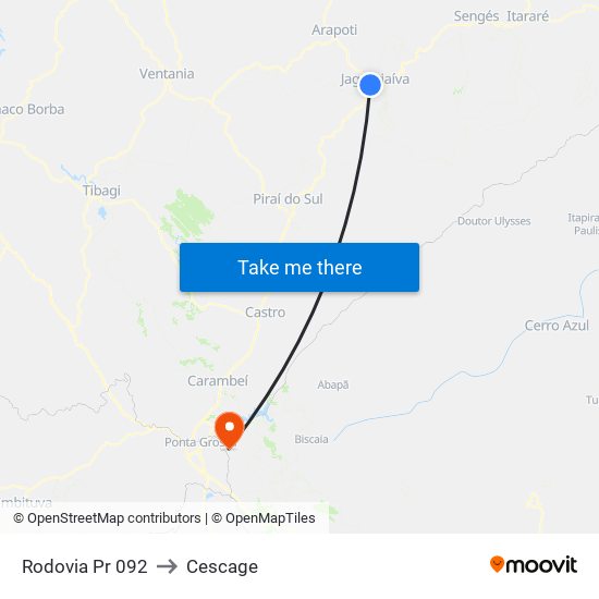 Rodovia Pr 092 to Cescage map