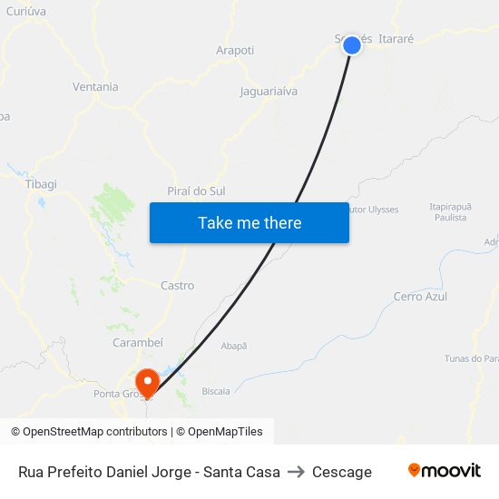 Rua Prefeito Daniel Jorge - Santa Casa to Cescage map