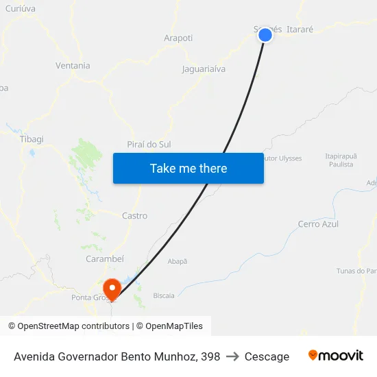 Avenida Governador Bento Munhoz, 398 to Cescage map