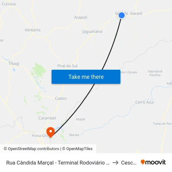 Rua Cândida Marçal - Terminal Rodoviário De Sengés to Cescage map