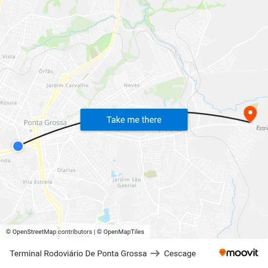 Terminal Rodoviário De Ponta Grossa to Cescage map