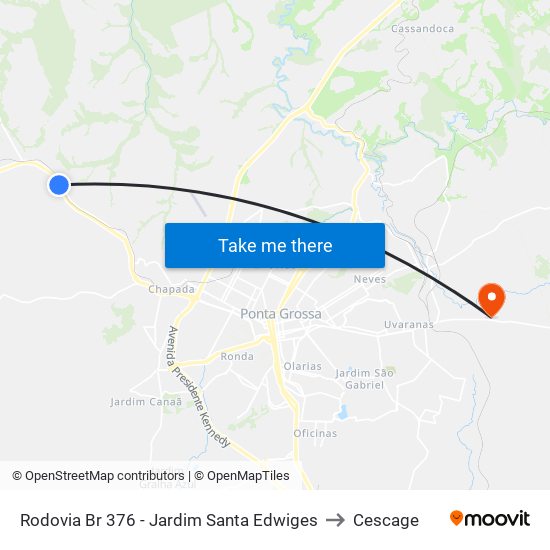 Rodovia Br 376 - Jardim Santa Edwiges to Cescage map