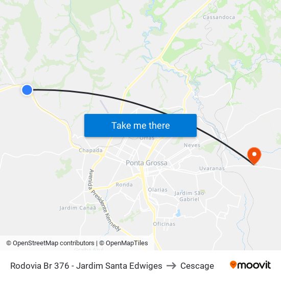 Rodovia Br 376 - Jardim Santa Edwiges to Cescage map