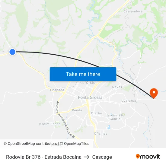 Rodovia Br 376 - Estrada Bocaína to Cescage map