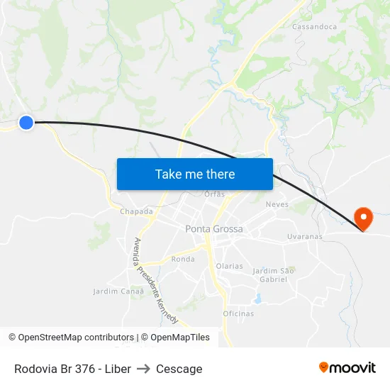 Rodovia Br 376 - Liber to Cescage map