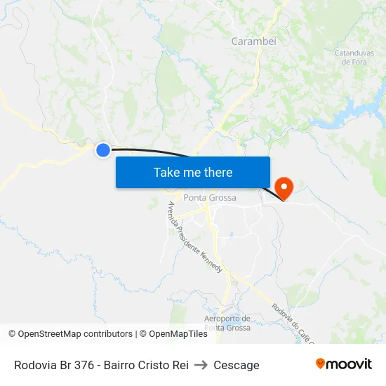Rodovia Br 376 - Bairro Cristo Rei to Cescage map