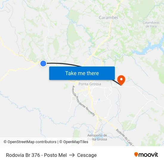 Rodovia Br 376 - Posto Mel to Cescage map