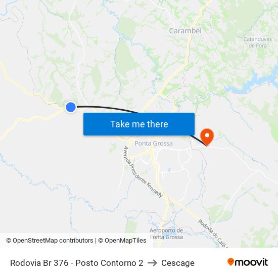 Rodovia Br 376 - Posto Contorno 2 to Cescage map