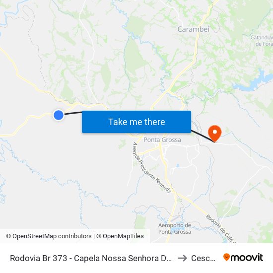 Rodovia Br 373 - Capela Nossa Senhora Do Carmo to Cescage map