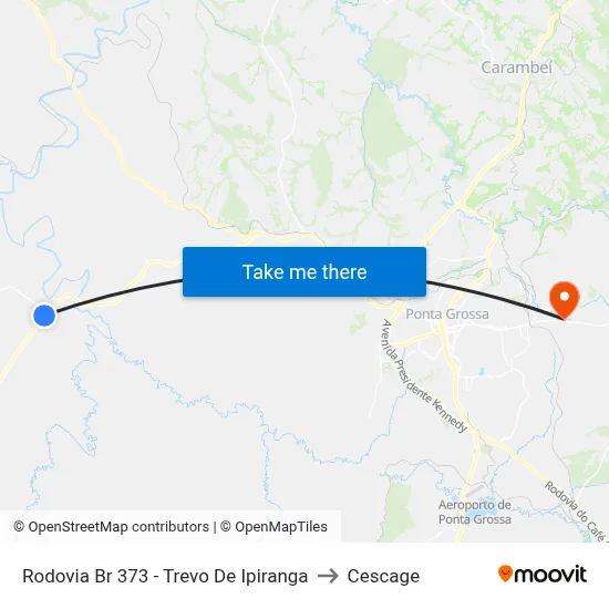 Rodovia Br 373 - Trevo De Ipiranga to Cescage map