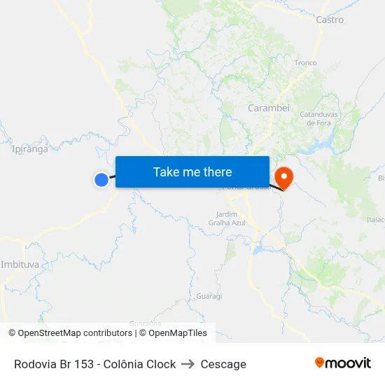 Rodovia Br 153 - Colônia Clock to Cescage map