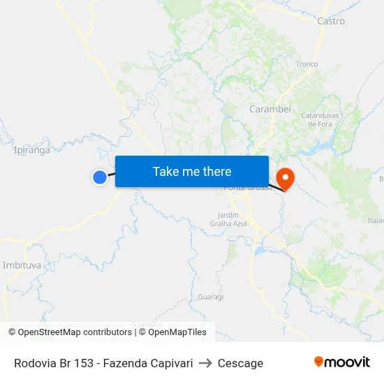 Rodovia Br 153 - Fazenda Capivari to Cescage map