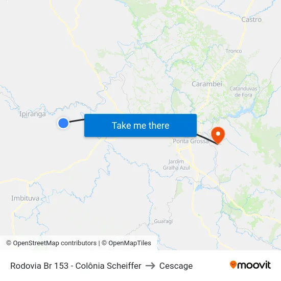 Rodovia Br 153 - Colônia Scheiffer to Cescage map