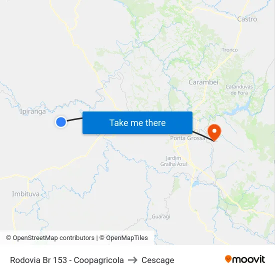 Rodovia Br 153 - Coopagricola to Cescage map