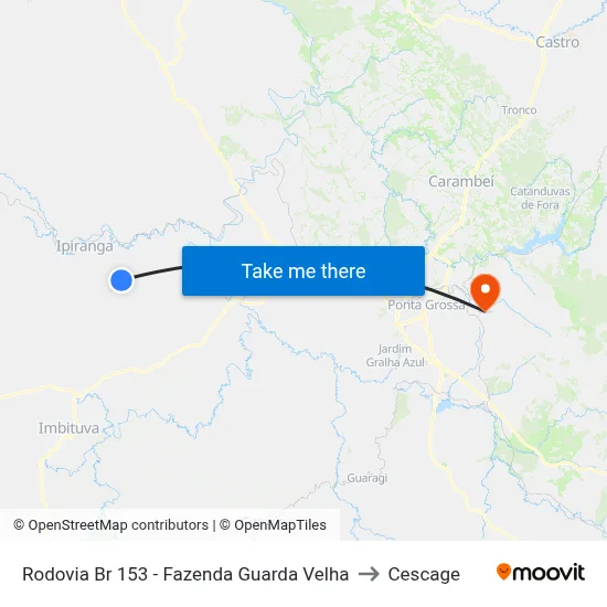 Rodovia Br 153 - Fazenda Guarda Velha to Cescage map