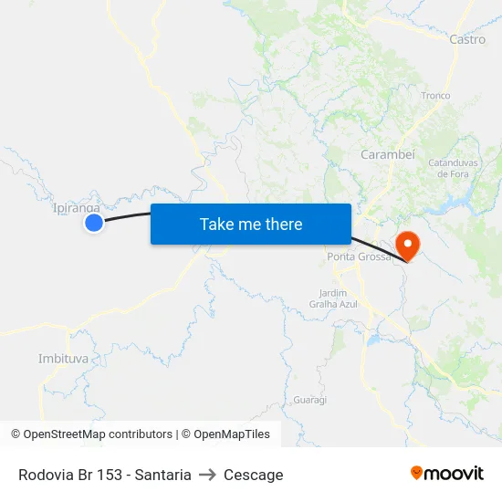 Rodovia Br 153 - Santaria to Cescage map