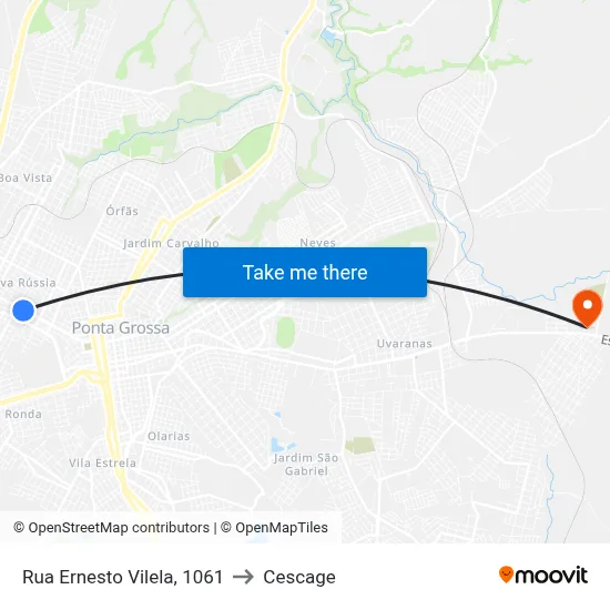 Rua Ernesto Vilela, 1061 to Cescage map
