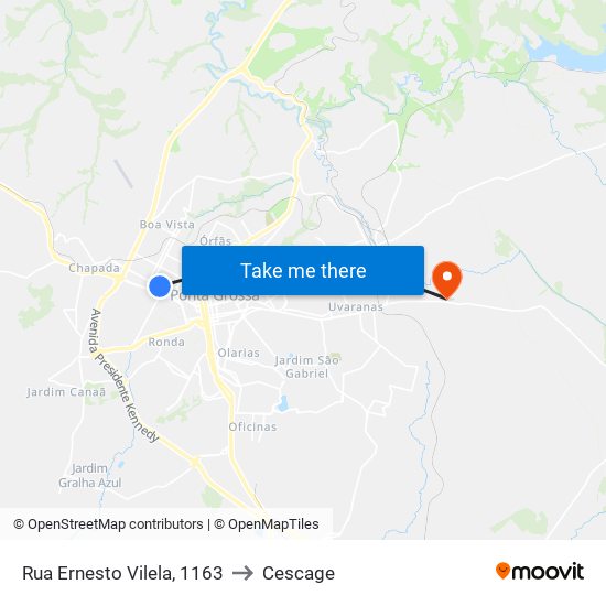 Rua Ernesto Vilela, 1163 to Cescage map