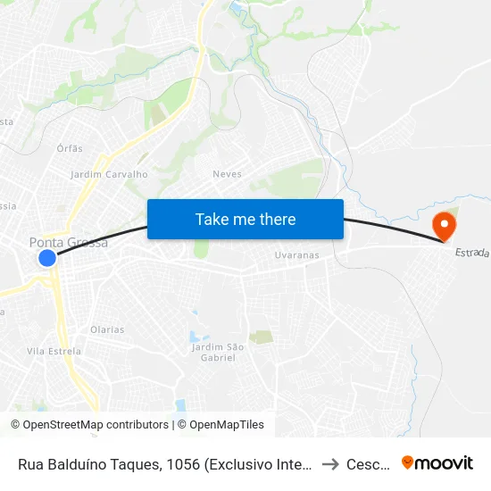 Rua Balduíno Taques, 1056 (Exclusivo Intermunicipal) to Cescage map