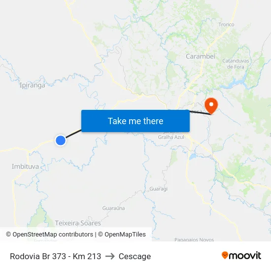 Rodovia Br 373 - Km 213 to Cescage map